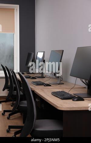 Many modern computers in open space office Stock Photo