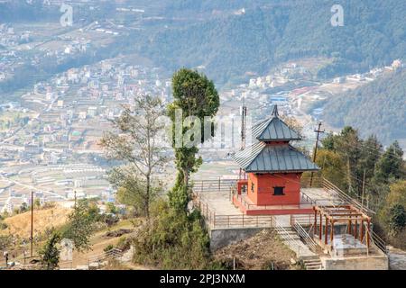 Manakamana Mai Temple Nepali Architecture Tradition in Kalupande Hills, Indrasthan, Kathmandu Stock Photo