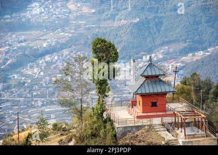 Manakamana Mai Temple Nepali Architecture Tradition in Kalupande Hills, Indrasthan, Kathmandu Stock Photo