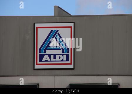 Distribution center and warehouse of discounter Aldi at the Prisma industrial park in Bleiswijk in the Netherlands Stock Photo