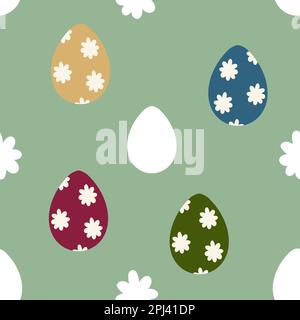 Easter egg seamless pattern Raster hand drawn allover print with floral eggs Stock Photo