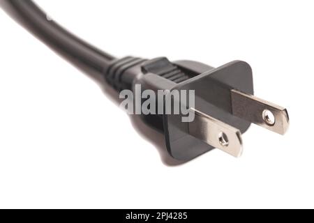US power plug with cable isolated on white background. Stock Photo