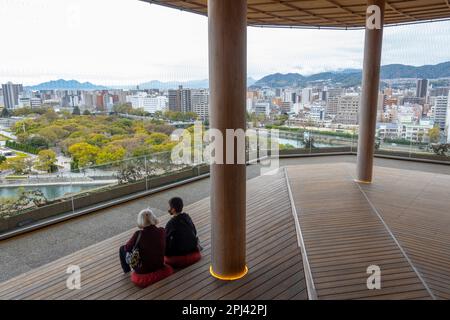 Hiroshima Orizuru observation tower adjacent Peace Memorial Park in Hiroshima, Japan Stock Photo