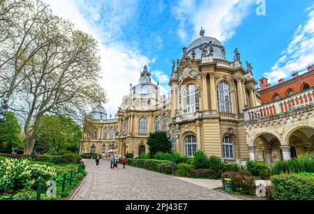 Budapest, Hungary. Vajdahunyad castle in Varosliget park Stock Photo