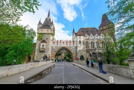 Budapest, Hungary. Vajdahunyad castle in Varosliget park Stock Photo