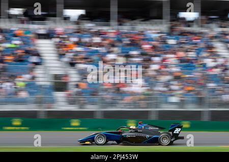 Melbourne, Australia, 31 March, 2023. Ido Cohen (22) driving for Carlin during Formula 3 qualifying at The Australian Formula One Grand Prix on March 31, 2023, at The Melbourne Grand Prix Circuit in Albert Park, Australia. Credit: Dave Hewison/Speed Media/Alamy Live News Stock Photo