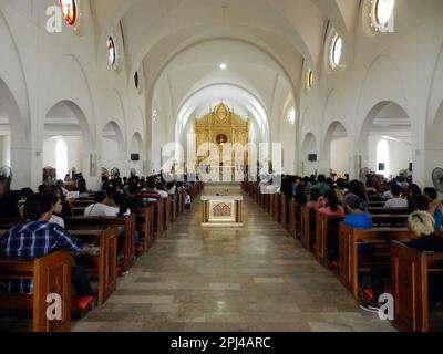 The Philippines, Eastern Visayas, Leyte, Tacloban:  interior of Catholic Church on Paterno Street. Stock Photo