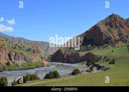 Kyrgyzstan, Osh Oblast (Province): striking scenery in the sandstone ...