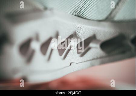 ZURICH, SWITZERLAND, MARCH 31, 2023: Innovative Midsole Technology and Comfort: The Cloudsurfer 7 by On Running Stock Photo