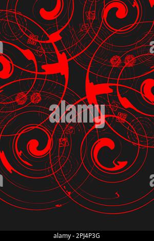 Red and black Abstract Geometric art background. Speed lines in circle form. Vector illustration Stock Vector