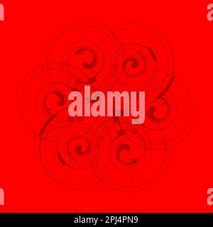 Red Abstract Geometric art background. Speed lines in circle form. Vector illustration Stock Vector