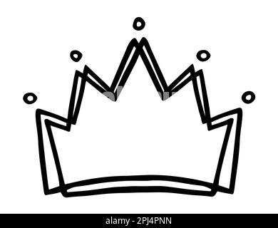 Hand drawn stylized crown design hand painted with ink pen Stock Vector