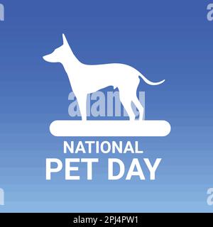 National Pet Day. Vector illustration with dog silhouette on blue background. Stock Vector