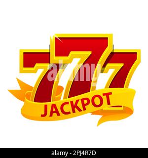 Jackpot symbol. 777 and ribbon, isolated on white background Stock Vector