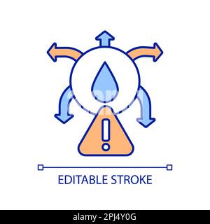 Drinking water spreading warning RGB color icon Stock Vector