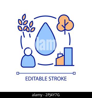 Water in nature and urban site RGB color icon Stock Vector