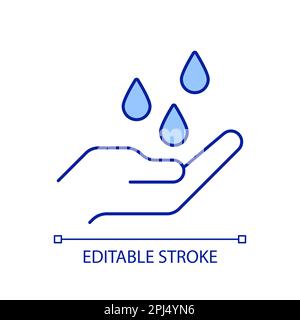 Water drops falling on palm RGB color icon Stock Vector