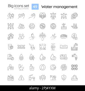 Water management linear icons set Stock Vector