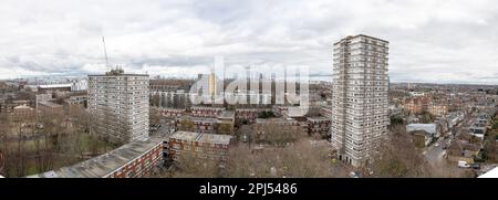 The panoramic view of Battersea looking North East from Cranmer House, Surrey Lane SW11. Stock Photo