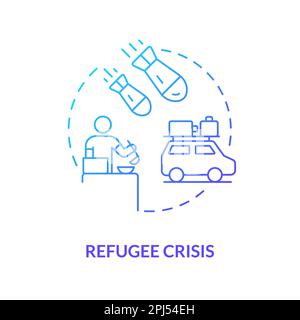 Refugee crisis blue gradient concept icon Stock Vector