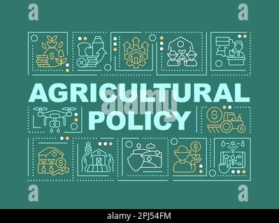 Agricultural policy word concepts dark green banner Stock Vector
