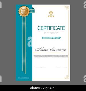 Certificate. The layout of the certificate of recognition of education, training, achievements. Four color designs Stock Vector