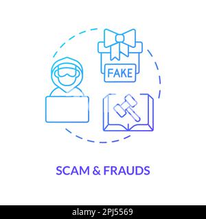 Scam and frauds blue gradient concept icon Stock Vector