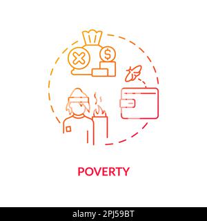 Poverty red gradient concept icon Stock Vector
