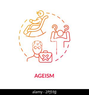 Ageism red gradient concept icon Stock Vector