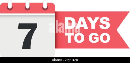 7 days left icon in flat style. Offer countdown date number vector illustration on isolated background. Sale promotion timer sign business concept. Stock Vector