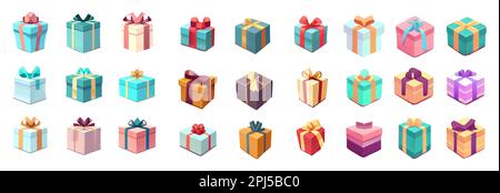 set vector gift box illustration of ui interface icons isolated on white background Stock Vector