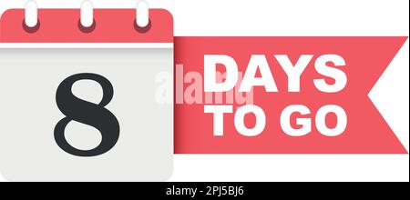 8 days left icon in flat style. Offer countdown date number vector illustration on isolated background. Sale promotion timer sign business concept. Stock Vector