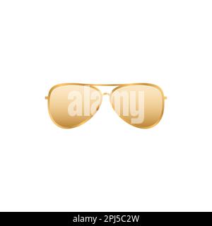 Gold aviator sunglasses. Elegance accessory to protect eyes Stock Vector