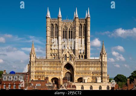 Lincoln Cathedral as seen from Lincoln Castle, UK. Stock Photo