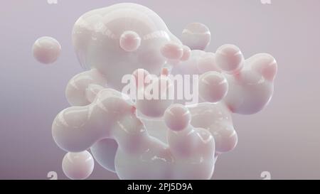 organic shapes. Morphing colorful blobs, Abstract 3d background. Liquid flowing colors. soap bubbles, metaballs. drops, Liquid gradient, flowing spher Stock Photo