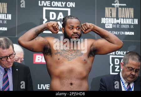 Jermaine Franklin during the weigh-in at Westfield London. Picture date: Friday March 31, 2023. Stock Photo