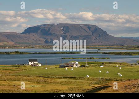 Volcanoes and pseudo craters around Lake Mývatn in Iceland Stock Photo