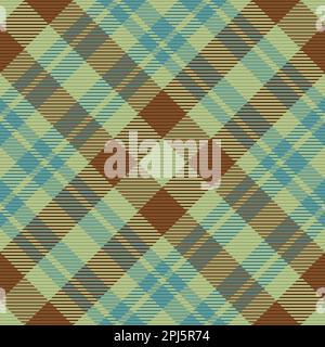 Plaid seamless fabric. Tartan pattern vector. Texture check textile background in orange and cyan colors. Stock Vector
