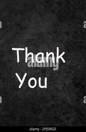 Thank You. Typography banner on black texture background. Stock Photo