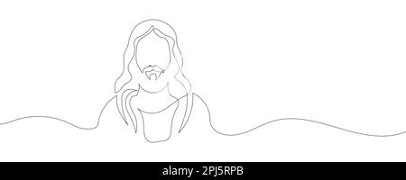 Continuous line drawing of Jesus Christ, son of God, biblical easter illustration. Stock Vector