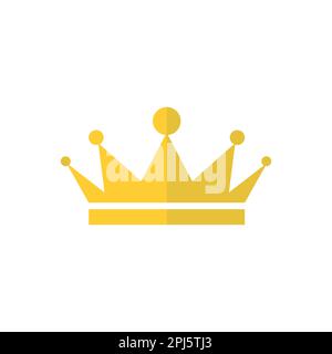 Flat crown icon. Crown design, golden royal crown isolated on white ...