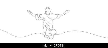 One continuous line drawing the minimal hand of Jesus Christ.  Stock Vector