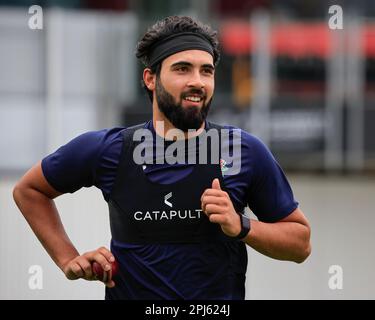 George Bell of Lancashire Cricket Club at Lancashire Cricket Media Day at  Old Trafford, Manchester, United Kingdom. 31st Mar, 2023. (Photo by Conor  Molloy/News Images) in Manchester, United Kingdom on 3/31/2023. (Photo by  Conor Molloy/News