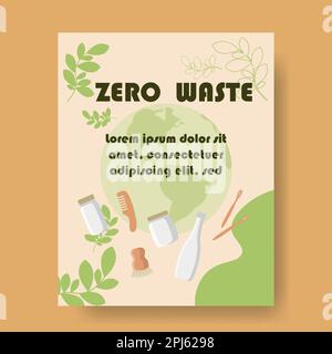 Zero waste infographic vector poster card. Environment care visualization with copy space text Stock Vector