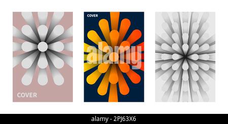 3d covers for annual report, brochure, booklet, leaflet, book, magazine. Vertical geometric background, pattern, template. Set of covers, banner colle Stock Vector