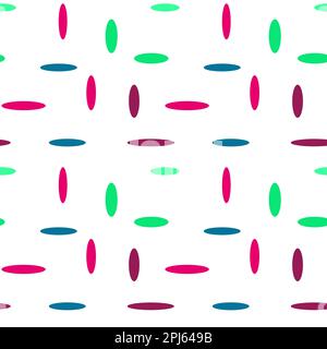 Vector seamless pattern of geometric shapes. Multicolored ovals on a white background. Drawing for textiles, design. Stock Vector