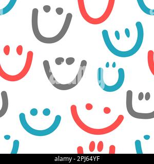 Smiles, April Fools Day seamless pattern. Background with sketch smiles, vector illustration Stock Vector