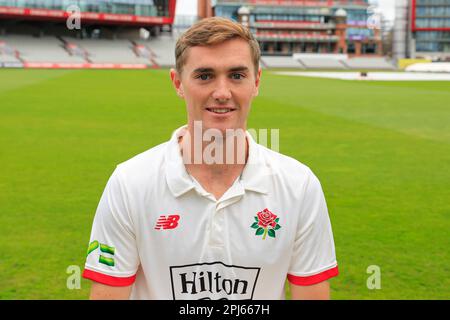 George Bell of Lancashire Cricket Club at Lancashire Cricket Media Day at  Old Trafford, Manchester, United Kingdom. 31st Mar, 2023. (Photo by Conor  Molloy/News Images) in Manchester, United Kingdom on 3/31/2023. (Photo