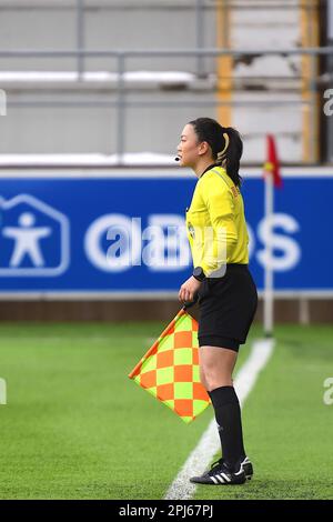 Linkoping, Sweden. 31st Mar, 2023. Linkoping Arena, Linkoping, Sweden, March 31st 2023: Assistant referee Tilde Larsson in the game in the Swedish League OBOS Damallsvenskan on March 31st 2023 between Linkoping FC and FC Rosengard at Linkoping Arena in Linkoping, Sweden (Peter Sonander/SPP) Credit: SPP Sport Press Photo. /Alamy Live News Stock Photo