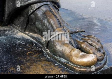 The giant foot of the bronze sculpture of Gregory of Nin and the shiny big toe that brings good luck when touched are the famous attractions of Stock Photo